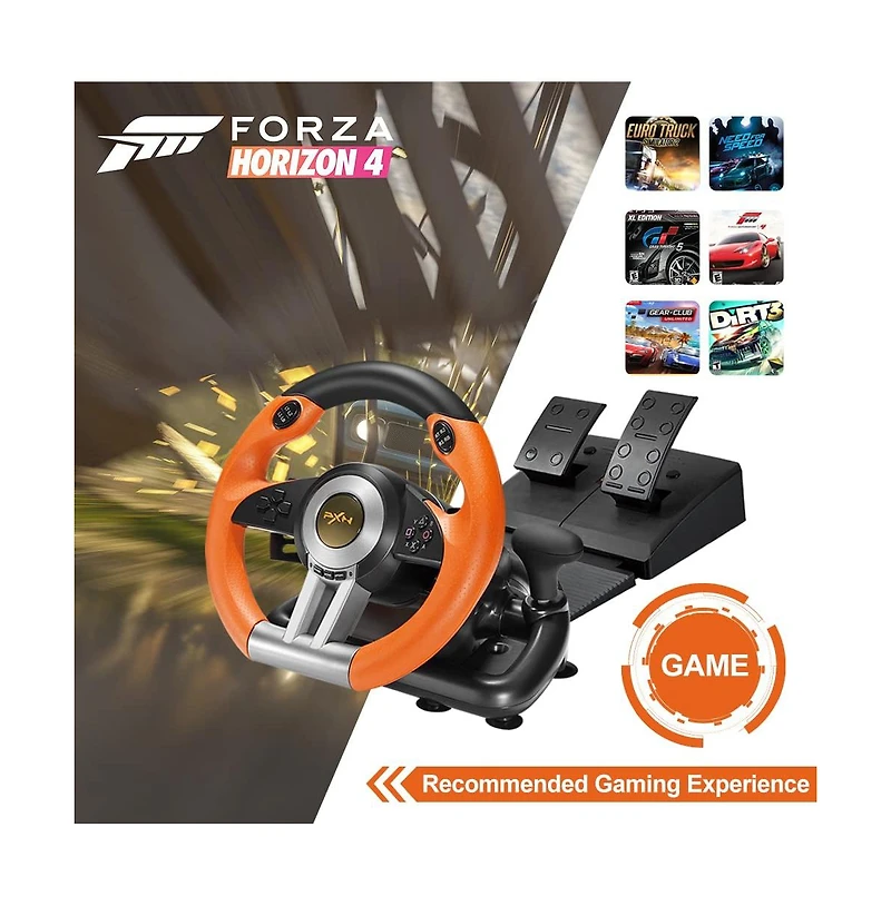 Pxn V3 Pro 180 Usb Orange Racing Wheel With Pedals.