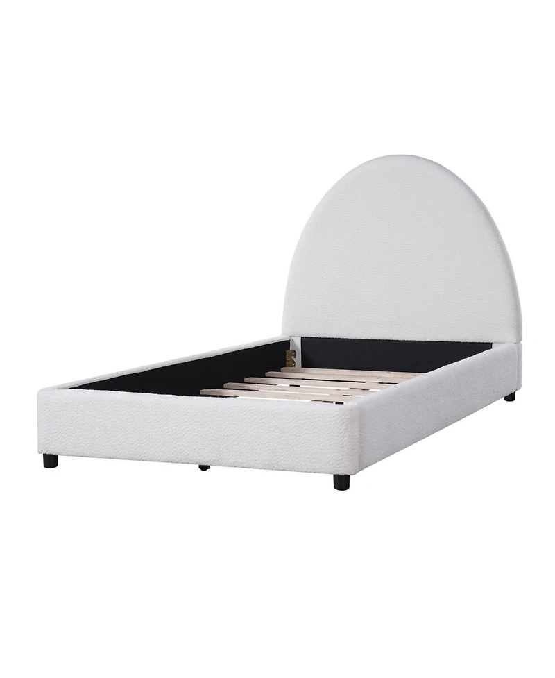 Streamdale Furniture Twin Size Bed Frame With Boucle Upholstered Round Curved Headboard
