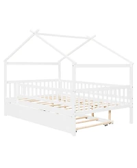 Streamdale Furniture Full Wooden House Bed with Twin Trundle