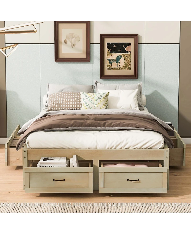 Streamdale Furniture Full Size Platform Bed with 6 Storage Drawers