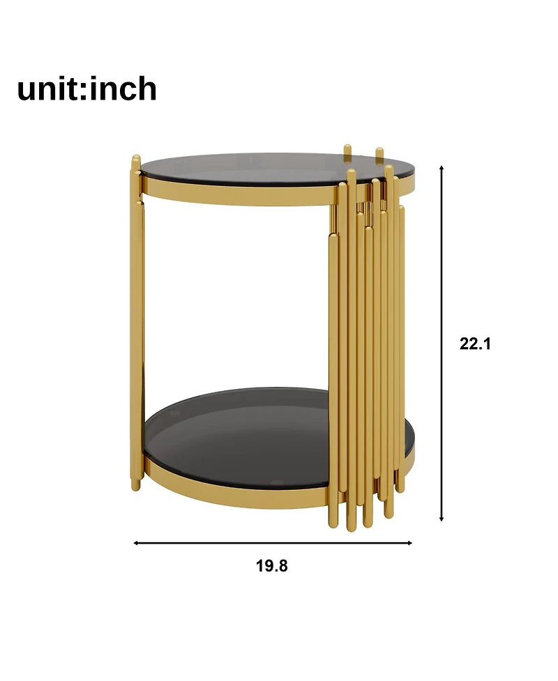 Streamdale Furniture Living Room Table Set: 3-Piece Round Glass & Gold Metal Tables