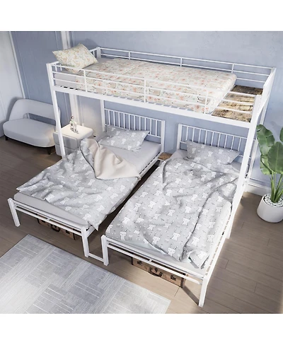 Streamdale Furniture Triple Bunk Bed for Kids, 3 Beds, Metal, Separates into 3 Twin Beds