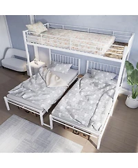 Streamdale Furniture Triple Bunk Bed for Kids, 3 Beds, Metal, Separates into 3 Twin Beds