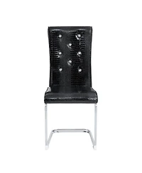 Streamdale Furniture Set of Retro Alligator Upholstered Dining Chairs with Crystal Buckle & Faux Leather