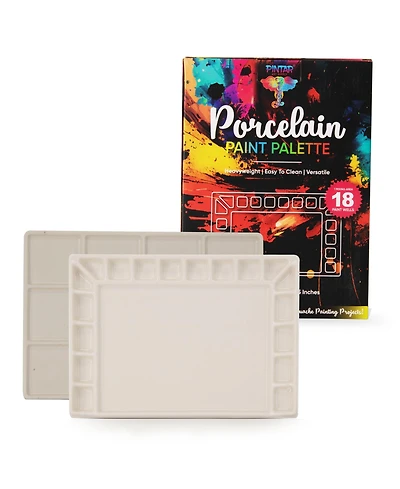 Pintar Ceramic Watercolor Paint Palette Tray - 18 -Well Ceramic Palette | Rectangle - 8''x5.5''x0.75'' Paint Pallet