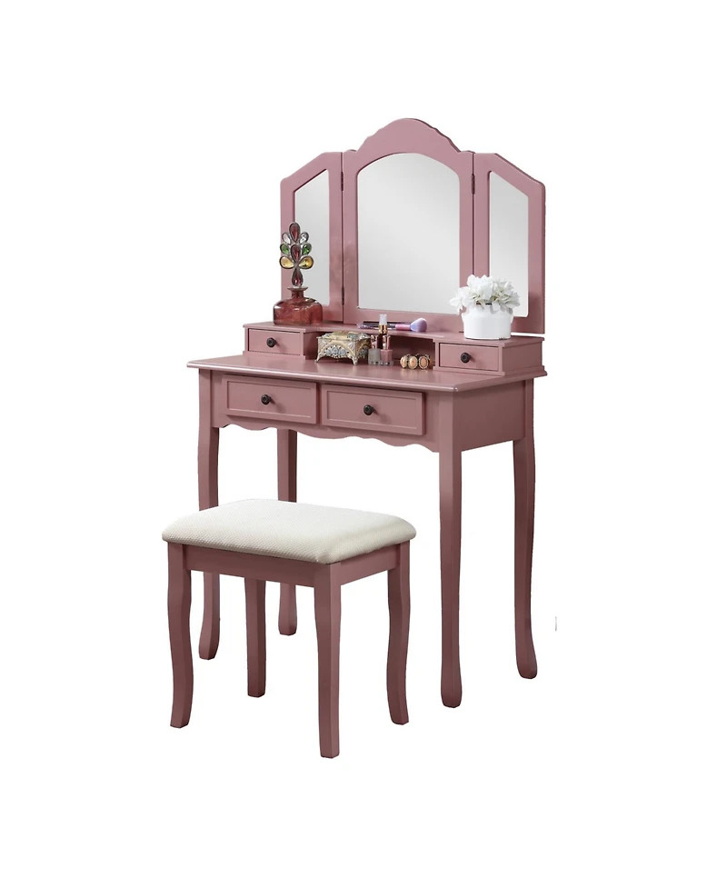 Streamdale Furniture Sanlo Wooden Vanity Make Up Table and Stool Set