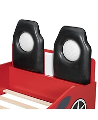 Streamdale Furniture Wood Race Car Twin Bed with Led