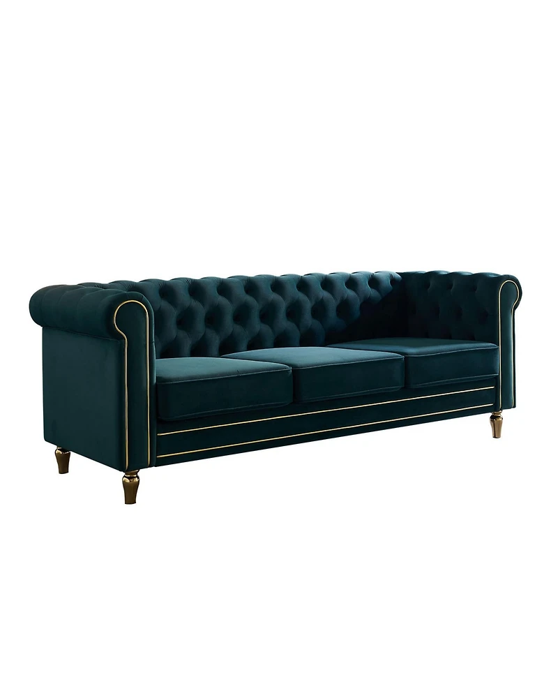 Streamdale Furniture Chesterfield Velvet Sofa 84.65 inch for Living Room