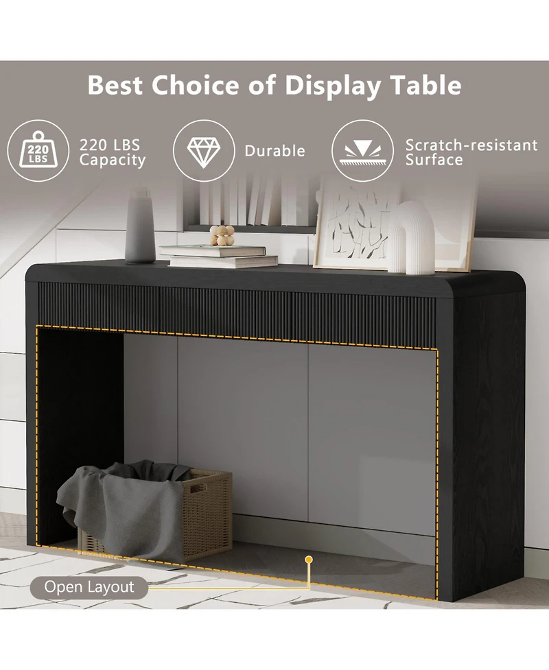 Streamdale Furniture Rustic Console Table - Fluted Drawers