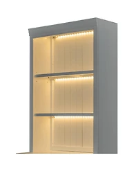 Streamdale Furniture Led Bookshelf with Glass Doors and Drawer