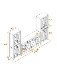 Streamdale Furniture Tv Cabinet Set: Multifunctional Wall Unit with 2 Sideboards