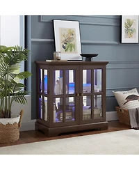 Streamdale Furniture Led Curio Display Cabinet with Adjustable Shelves & Lattice Doors