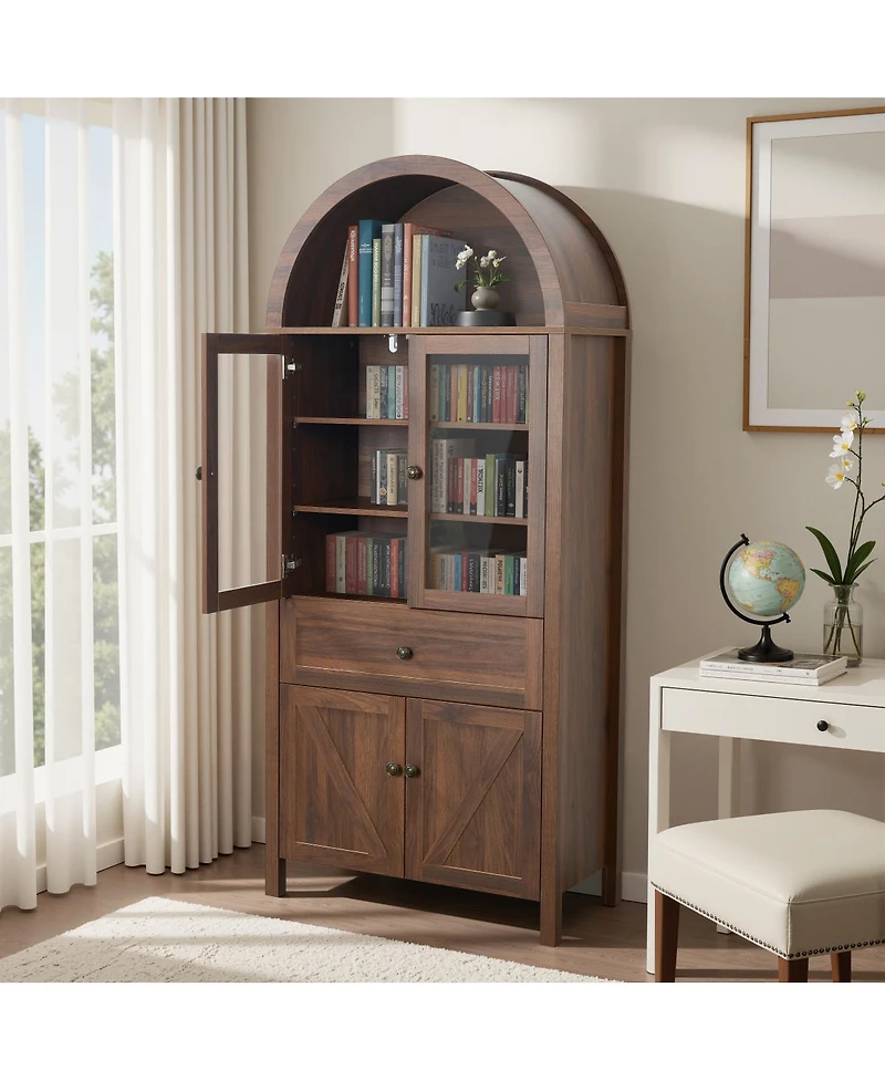 Streamdale Furniture Dome Cabinet, Walnut, high-quality materials, antique craftsmanship, large storage