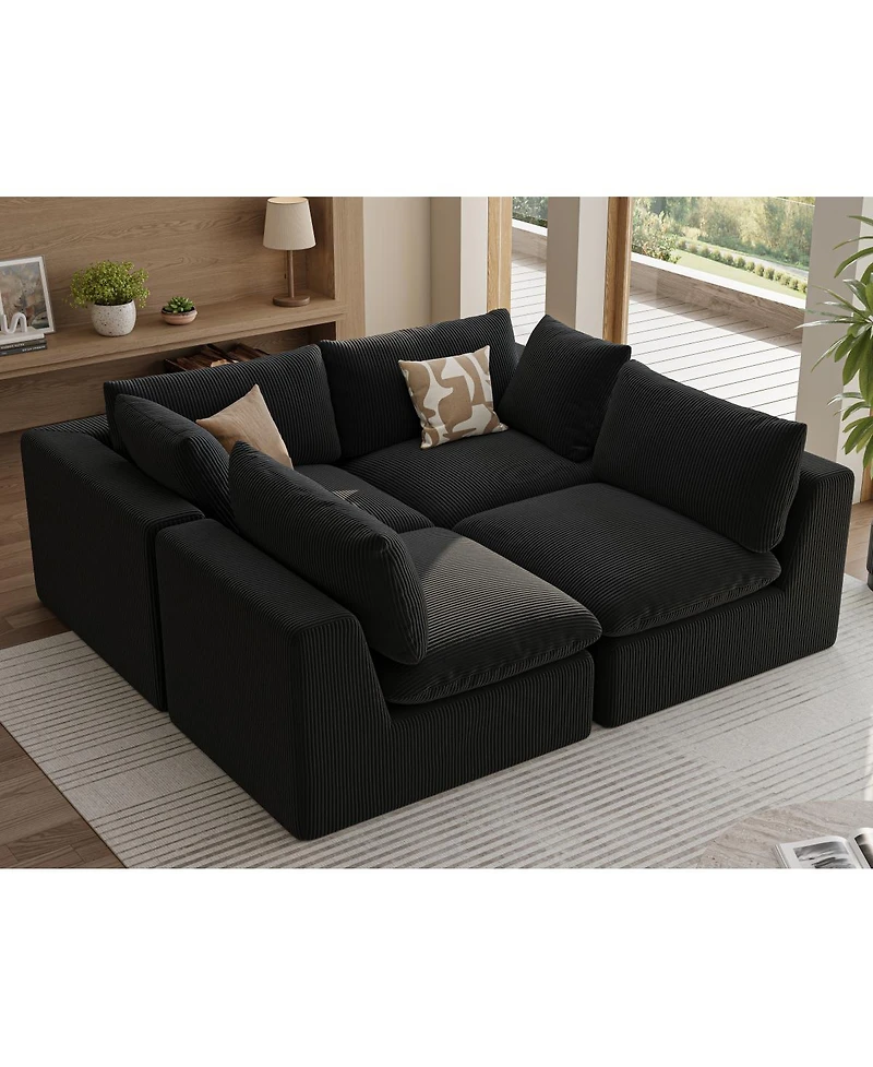 Streamdale Furniture Streamdale Modular Oversized Corduroy Sectional Sofa Couch with 2 Pillows