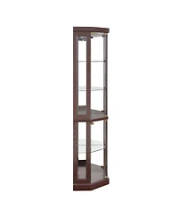 Streamdale Furniture Streamdale Corner Glass Lighted Curio Display Cabinet for Living Room, Wine, Bar Storage, Dark Cherry