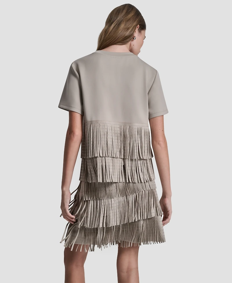 Dkny Women's Studded Fringe Short-Sleeve T-shirt