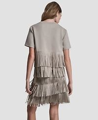 Dkny Women's Studded Fringe Short-Sleeve T-shirt