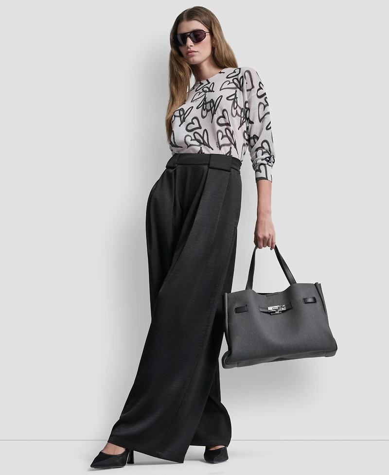 Dkny Women's Pleated Wide-Leg Pull-On Pants