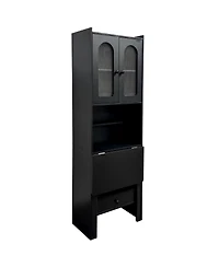 Streamdale Furniture Fold-Out Convertible Writing Table/Desk Cabinet with Shelf & Drawer