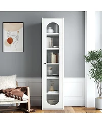 Streamdale Furniture Tall Display Cabinet & Bookshelf with 6 Shelves & Glass Door