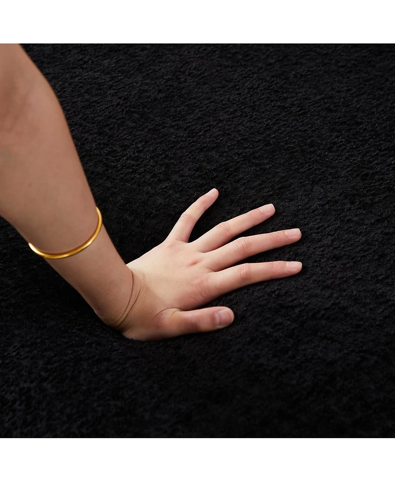 Streamdale Furniture Streamdale Luxury Modern Curved Sectional Sofa, Chenille Fabric, Right Chaise Black