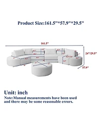 Streamdale Furniture Modular Chenille Sofa Set with 6 Pillows, 4 Footstools