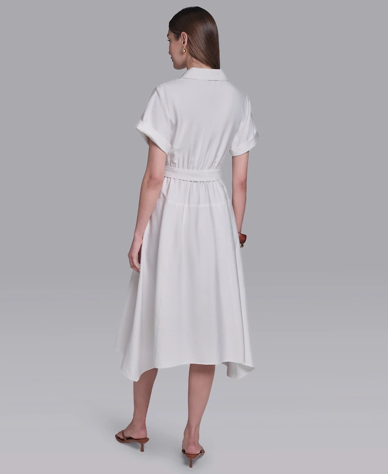 Halston Women's Zip-Up Midi Shirt Dress