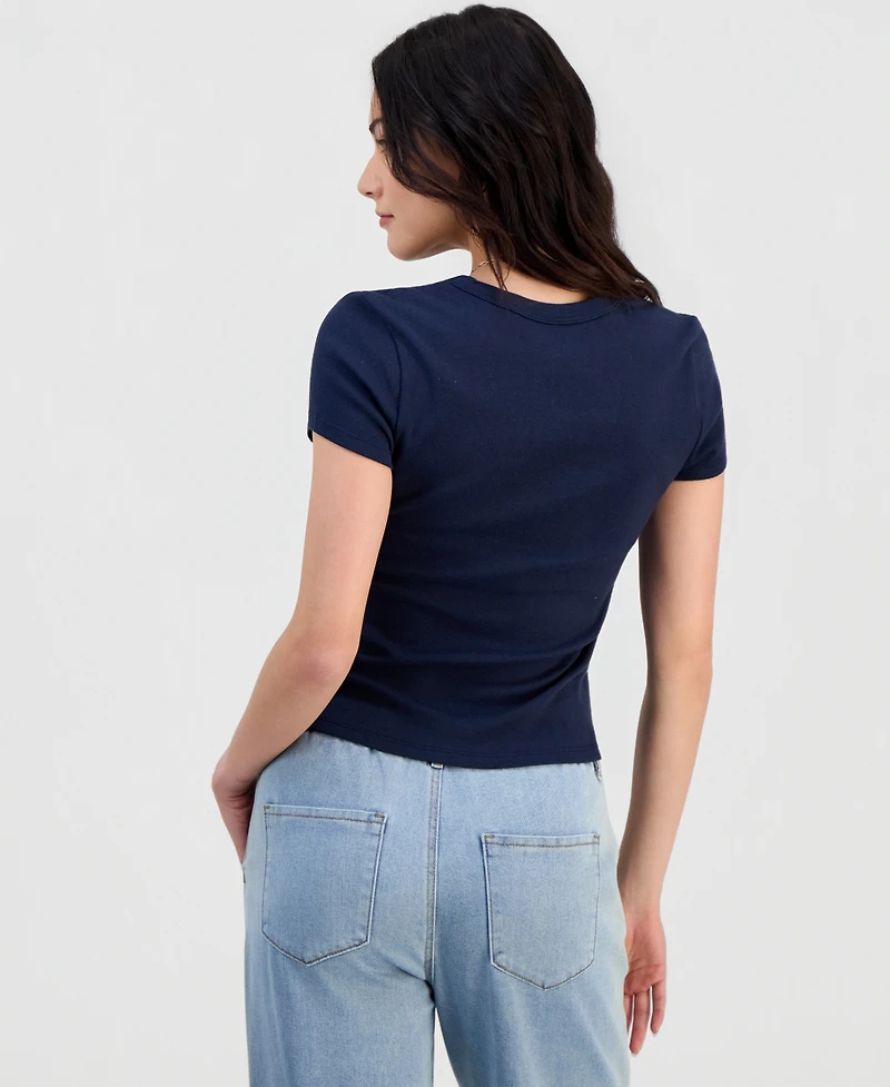 Rebellious One Juniors' New York 1986 Ribbed Graphic T-Shirt