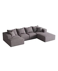 Streamdale Furniture Streamdale Modern Upholstered Sectional Boneless Couch Set, Modular 132" L Shaped Sofa Set