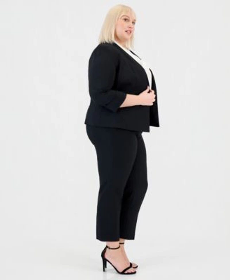 Kasper Plus Size 3 4 Sleeve Blazer Straight Leg Pants