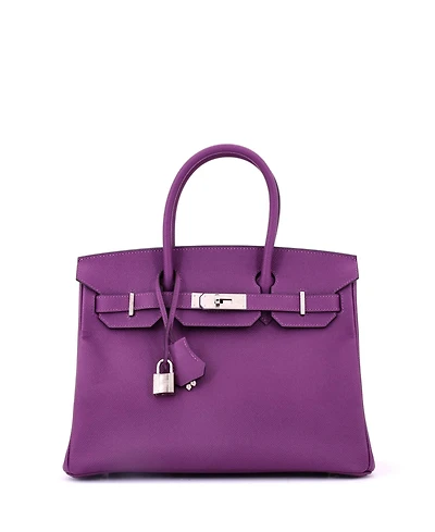 Pre-Owned HERMES Birkin 30 Handbag Purple Epsom with Palladium Hardware