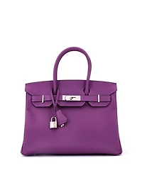 Pre-Owned HERMES Birkin 30 Handbag Purple Epsom with Palladium Hardware