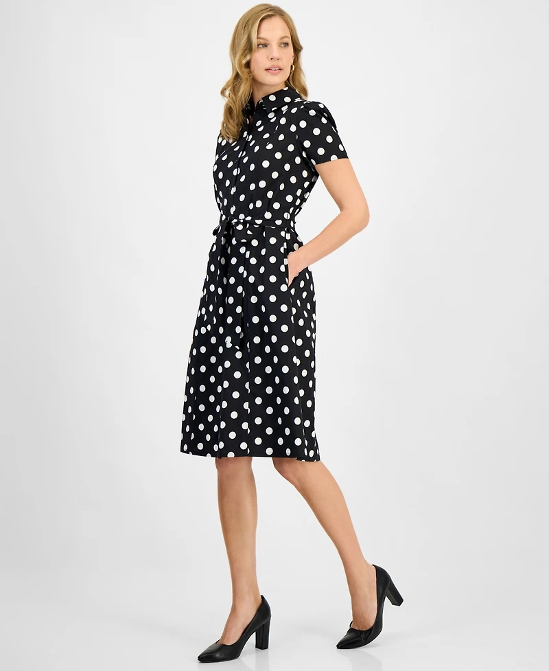 Kasper Women's Dot Print Collared Shirtdress, Regular & Petite