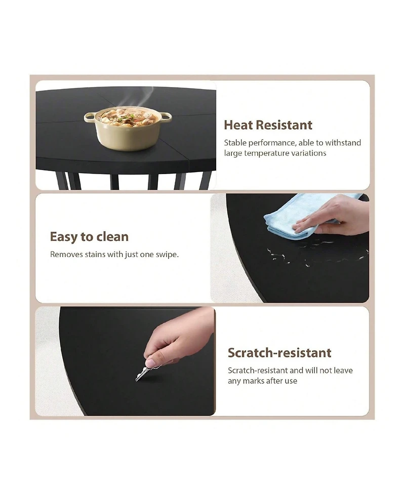 Gaomon Kitchen Table 42inch Round Farmhouse Dining Table For 4 to 6 People Rustic Wood Kitchen Table for Dining Room