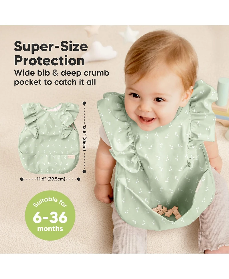 KeaBabies 2-Pack Fae Waterproof Bibs for Baby Girl, Boy - Large Eating, Infant Feeding Essentials, Lightweight, Cute