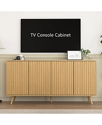 Streamdale Furniture Sideboard Buffet Cabinet with Storage, 4 Doors, Wood Credenza Console Coffee Bar Cabinets