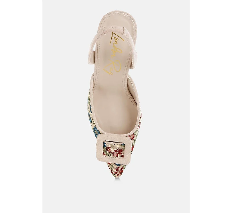 Miraya Embroidered Buckle Detail Stiletto Heels