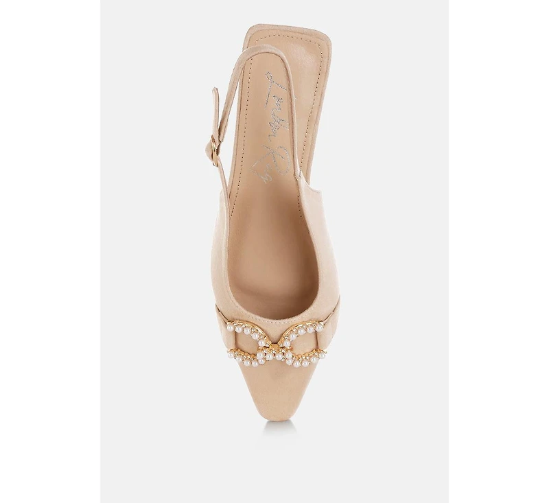 Salova Pearl-Studded Horsebit Flats