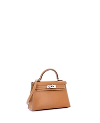 Pre-Owned HERMES Kelly 20 Handbag Brown Veau Butler with Palladium Hardware
