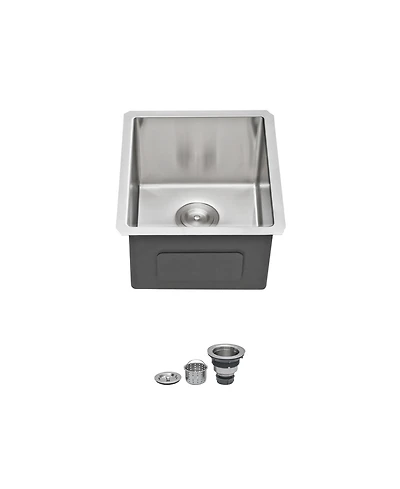 flynama 15x17x9 Inch Undermount Stainless Steel Kitchen Sink 16 Gauge 304 Single Bowl With Drain Assembly