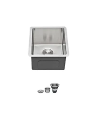flynama 15x17x9 Inch Undermount Stainless Steel Kitchen Sink 16 Gauge 304 Single Bowl With Drain Assembly
