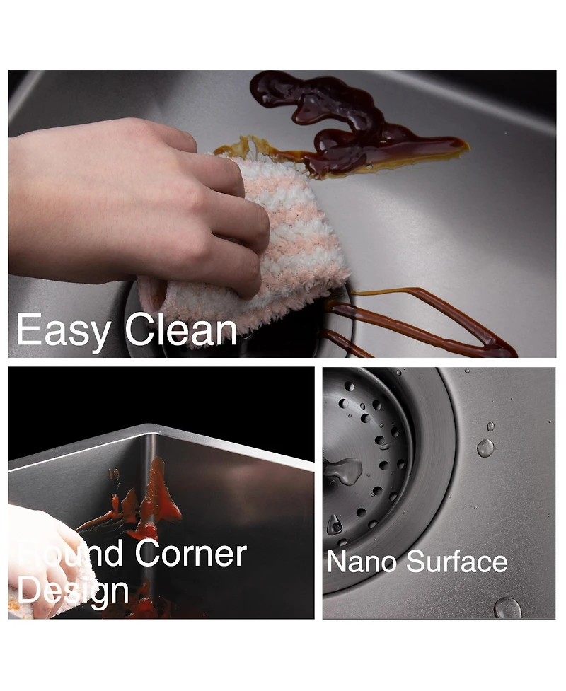 flynama huluwat 32x19x10inch Gunmetal Black Undermount Workstation Kitchen Sink Stainless Steel 18 Gauge