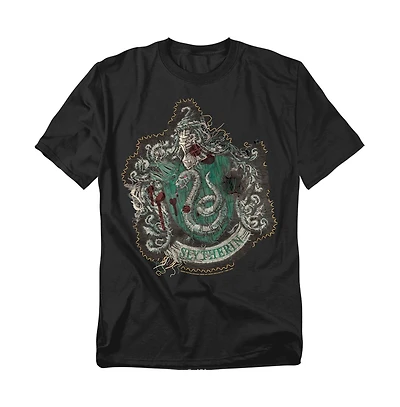 Harry Potter Men's Slytherin Knitted Patch Damaged T Shirt