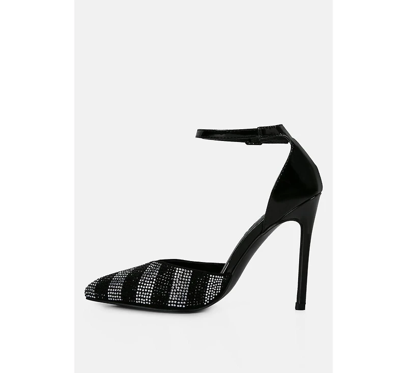 Nobles Womens Rhinestone Patterned Stiletto Sandals