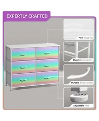Sorbus 6 Drawers Dresser- Storage Unit with Steel Frame, Wood Top, Fabric Bins - for Bedroom, Closet, Office and more