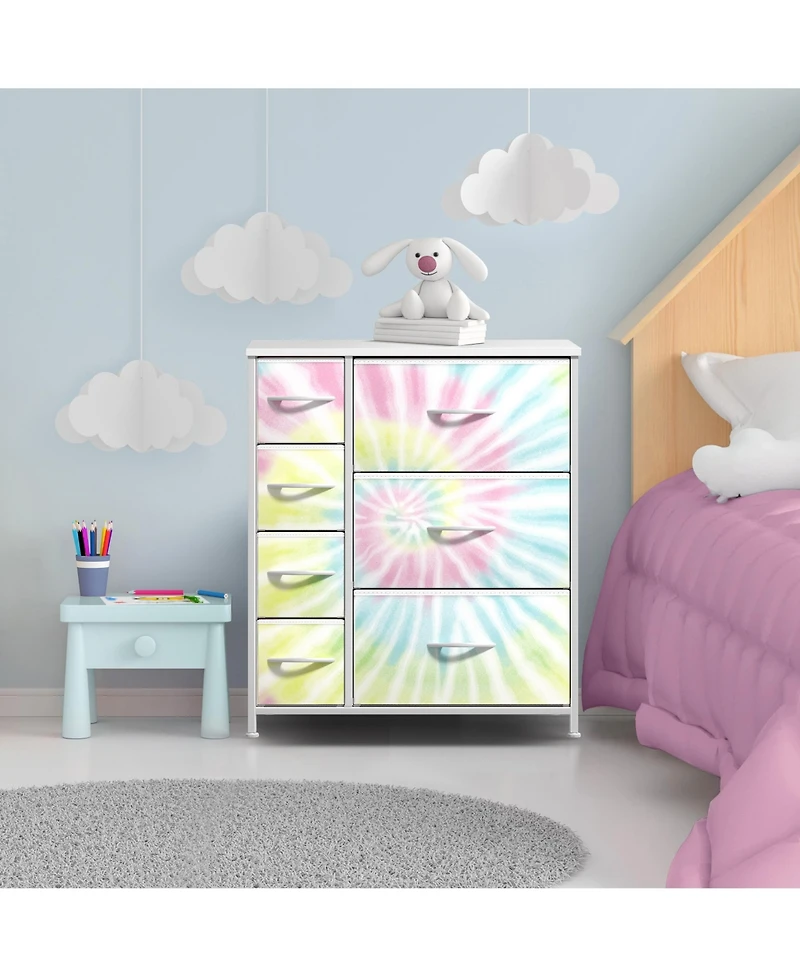 Sorbus Dresser with 7 Drawers - Storage Chest Organizer Steel Frame, Wood Top, Handles, Fabric Bins