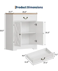gaomon 29" Farmhouse Sideboard Buffet Cabinet with Drawer & Adjustable Shelves, Small Kitchen Coffee Bar, White
