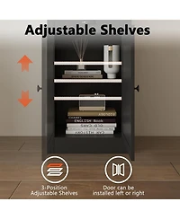 gaomon 71" Tall Bookcase with Door & Drawer, 5-Tier Narrow Bookshelf with Adjustable Shelf for Home Office, Black