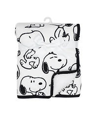 Lambs & Ivy Classic Snoopy Minky and Sherpa Baby Blanket - White/Black