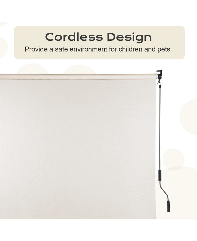 Aoodor 5% Openness Cordless Solar Fabric Roller Shade, Sun Shade for Outdoor Gazebo or Pergola, 95% Uv Protection Blinds Porch Backyard